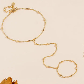 Minimalist Gold Hand Harness Bracelet Set – Dainty Chain Jewellery