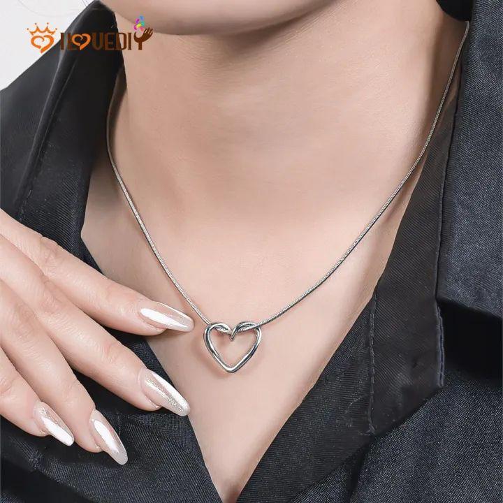 Matching Heart Pendant Necklace Set – Stainless Steel