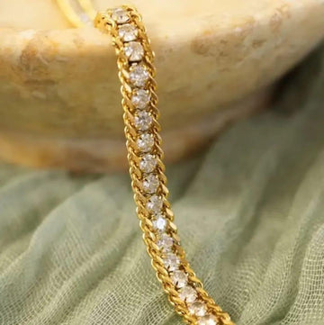 Gold-Plated Diamond Cuban Link Bracelet – Iced Out Chain for Women