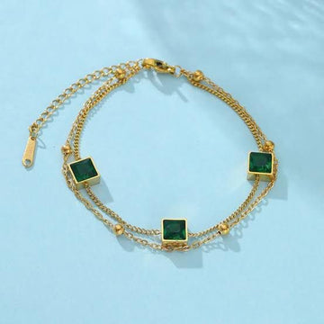 Dieyuro Square crystal Charm Bracelets
