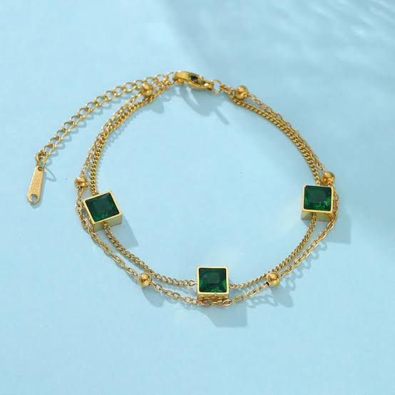 Dieyuro Square crystal Charm Bracelets